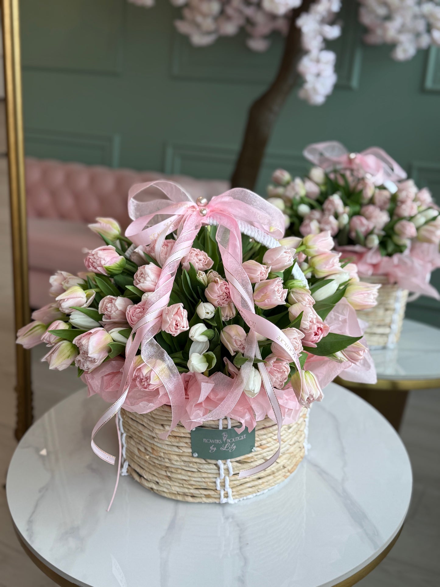 Basket of peony Tulips
