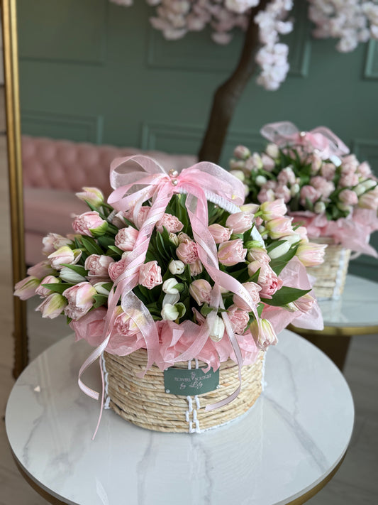 Basket of peony Tulips