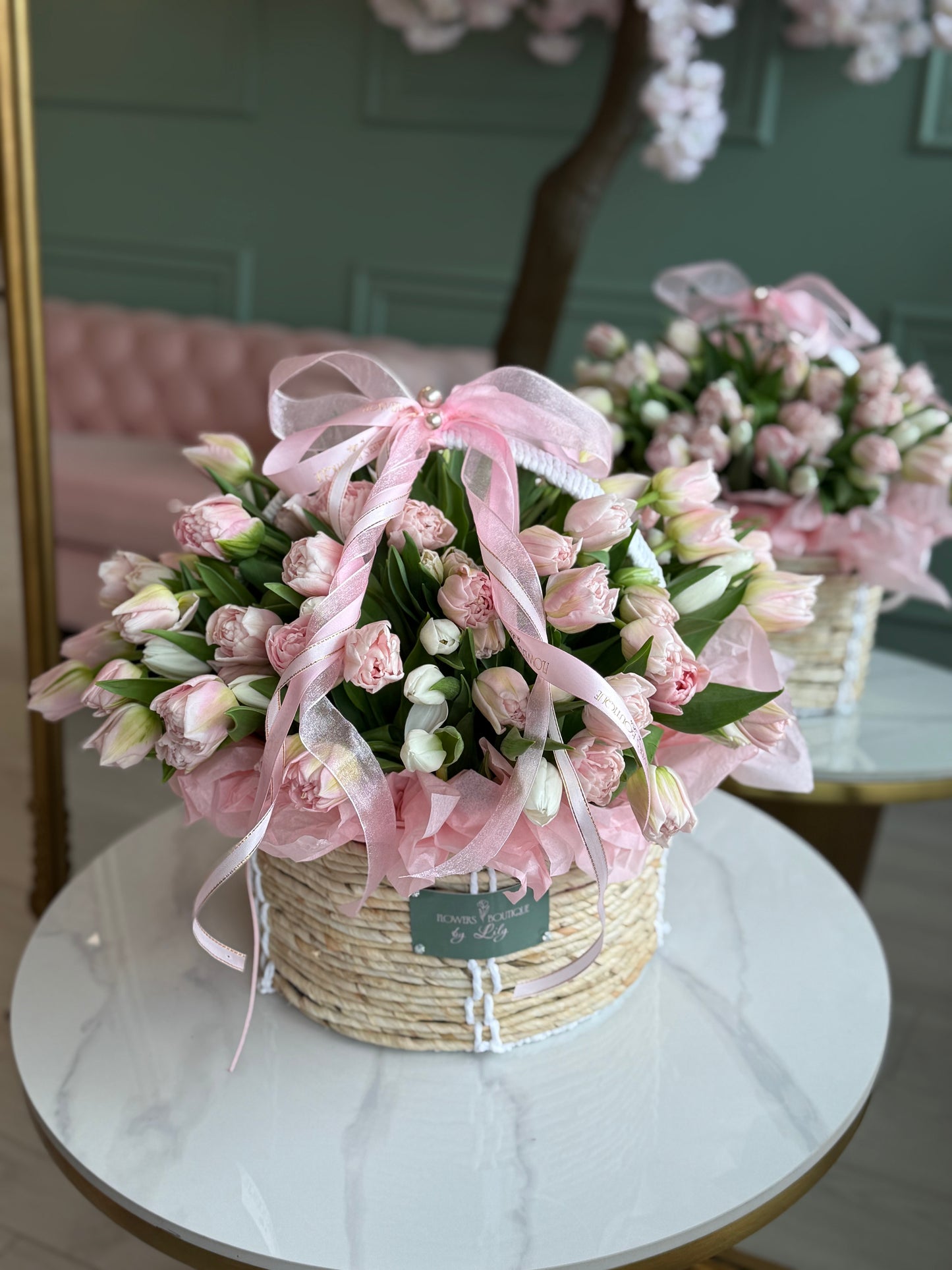 Basket of peony Tulips