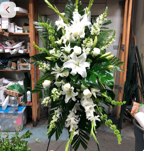Standing Spray — White Lily & Gladiolus (Large size)